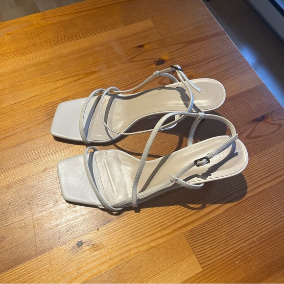 Charles & Keith White Asymmetric Strap Heeled Sandals - Picture 6 of 7